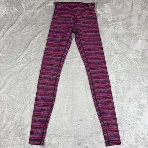 Lululemon Leggings Womens 4 Purple Striped ‎ Wunder Under High Rise Full Length